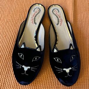 Charlotte Olympia Navy Velvet Kitty flats - size 40/9